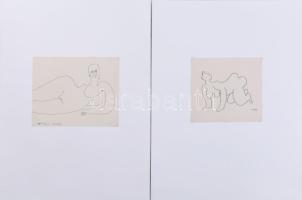 Kádár György (1912-2002): 10 női akt rajz. Tus, papír. Mindegyik jelzett. 23×16 és 32x25 cm körüli m...