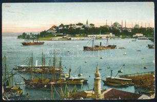 1918 Képeslap Konstantinápolyból "K.u.k. Reservetelegraphen Bauabteilung Nr. 83" + "F...