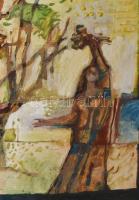 Túry Mária (1930-1992): Ősz. Olaj, farost. Jelzett. Hátoldalán autográf felirattal és Vizualart töre...