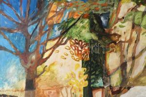 Túry Mária (1930-1992): Ősz. Olaj, farost. Jelzett. Hátoldalán autográf felirattal és Vizualart töre...