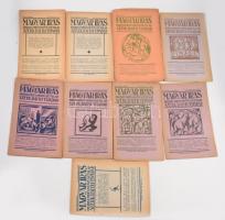 1922 Magyar Írás. Az új művészet folyóirata. Szerkeszti és kiadja: Raith Tivadar. II. évf. Teljes évfolyam 1-12. szám. Bp., 1922. (Európa ny.) Ritka! A Magyar Írás - Az új művészet folyóirata a 20. század eleji magyar művészeti és irodalmi modernizmus egyik kevésbé ismert, de jelentős orgánuma volt. Raith Tivadar szerkesztésében és kiadásában jelent meg, célja pedig az volt, hogy fórumot teremtsen az új, progresszív irányzatok avantgárd, modern líra, új képzőművészeti törekvések bemutatására. A lap igyekezett kapcsolatot teremteni a magyar művészet és az európai modernizmus között, és olyan alkotóknak adott teret, akik a hagyományos formák meghaladására törekedtek. Bár nem tartozott a nagy példányszámú folyóiratok közé, szellemi hatása a korszak művészeti életében jelentős volt.