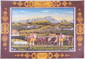 41 db ünnepi témájú grafikákkal illusztrált svájci papír alátét, 28,5x40 cm