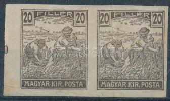 1916 Arató 20f vágott próbanyomat pár (papírránc / paper crease)