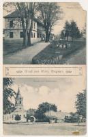 1912 Boksánbánya, Románbogsán, Németbogsán, Deutsch-Bogsan, Bocsa Montana; Forstmeisteramt, Kirche mit Werksbahn / erdészeti hivatal, templom, iparvasút, gőzmozdony, vonat. Szabonáry Károly felvétele / forestry office, church, industrial railway, locomotive, train (b)