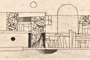 Barcsay Jenő (1900-1988): Ház. Rézkarc, papír, jelzett, számozott: 31/100. Üvegezett fakeretben. 6,5...