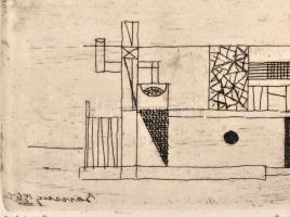 Barcsay Jenő (1900-1988): Ház. Rézkarc, papír, jelzett, számozott: 31/100. Üvegezett fakeretben. 6,5...