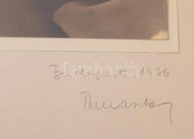 1936 Kislány kutyával, kartonra kasírozott fotó, üvegezett keretben, 24×16 cm