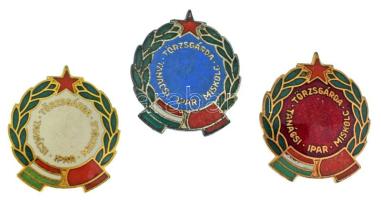 1960. "Tanácsi Ipar Miskolc - Törzsgárda" zománcozott bronz jelvény (3xklf) fehér, kék és vörös zománc (24x21mm) T:AU,XF