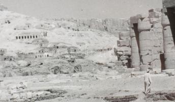 cca 1900 Egyiptom, Théba, II. Ramszesz fáraó halotti temploma (Ramesszeum), üvegpozitív, 9x12 cm