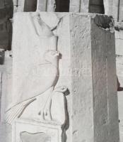 cca 1900 Egyiptom, Hatsepszut fáraó halotti temploma, Hórusz-ábrázolás, üvegpozitív, 12x9 cm