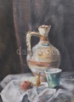 Lehoczky András (1927-): Csendélet. Pasztell, papír. Jelezve jobbra lent. Üvegezett fakeretben. 38×28 cm