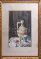 Lehoczky András (1927-): Csendélet. Pasztell, papír. Jelezve jobbra lent. Üvegezett fakeretben. 38×2...