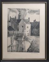 Kondor Lajos (1926-2006): Sopron. Rézkarc, papír, jelzett. Foltos. Üvegezett fakeretben, 38,5×29 cm