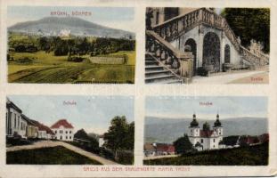 3 db régi cseh városképes lap (Nové Hrady, Frantiskovy Lázne és Dobrá Voda)