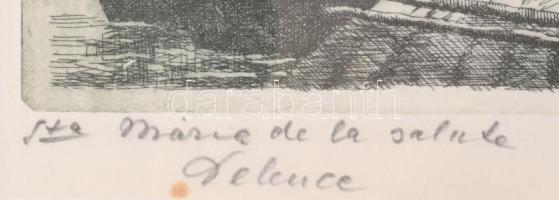 Beregi Vilmos (1917-1970): Velencei részlet. Rézkarc, papír, jelzett. Apró foltokkal. Üvegezett fake...