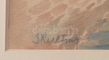 Olvashatatlan (S Kultsár?) jelzéssel: Velencei részlet. Akvarell, papír. Üvegezett fakeretben, 29x39...