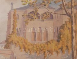 Olvashatatlan (S Kultsár?) jelzéssel: Velencei részlet. Akvarell, papír. Üvegezett fakeretben, 29x39...