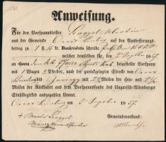 1857 Előfogat utalvány Croat Kimling (Horvátkimlény)