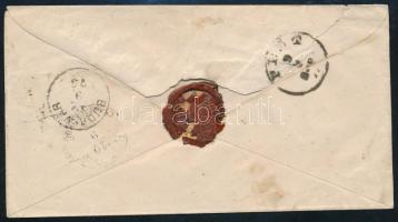 1873 3kr díjjegyes boríték PEST helyi levélként Császárfürdőbe címezve