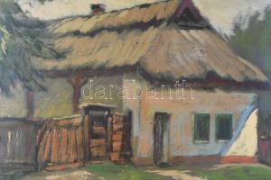 Csányi Béla (-): Utcarészlet. Olaj, papír. Jelzett. Üvegezett fakeretben, 30,5x44 cm