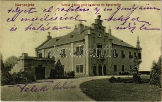 1917 Marosújvár, Uioara, Ocna Mures; Teleki Ádám gróf kastélya és borpincéje. Grün Géza kiadása. Gróf Teleki Ádámné Zeyk Ágnes (1878-1977) levele Győry Loránd (1871-1926) miniszteri tanácsosnak Budapestre / castle and wine cellar. Letter of the owner on the backside (EK)