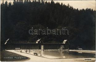 1924 Felsőzúgó-fürdő, Ruzsbachfürdő, Bad Ober Rauschenbach, Kúpele Vysné Ruzbachy; strand, fürdőmedence / spa, swimming pool. Hirsch photo (EK)