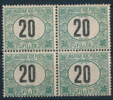 1905 Zöldportó "B" 20f postatiszta négyestömb 3. vízjelállással (172.000+++)