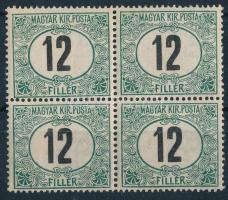 1905 Zöldportó "B" 12f postatiszta négyestömb 3. vízjelállással (13.600+++)