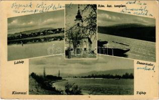 Kisoroszi, látkép, római katolikus templom, Dunarészlet. Bencsik István kiadása (EK)