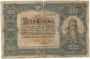 1920. 1000K "Orell Füssli Zürich" nyomdahely-jelöléssel "B 22 619198" T:VG,G Adamo K36