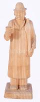 Borozó - faragott fa szobor, m: 22,5 cm