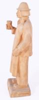Borozó - faragott fa szobor, m: 22,5 cm