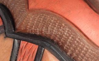 Maja stílusú faragott és festett falidísz, h: 72 cm