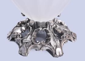 Robean Italy savmaratott üveg váza, fém szerelékkel, jelzett, hibátlan, m: 36 cm