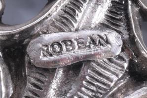 Robean Italy savmaratott üveg váza, fém szerelékkel, jelzett, hibátlan, m: 36 cm