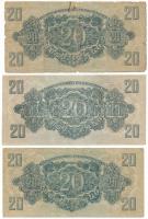 1944. 20P "A Vöröshadsereg Parancsnoksága" (3xklf: egyvonalas értékjelzéssel és 18x4mm szá...