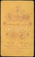 1877 Három kisgyerek portréja, keményhátú fotó Schodosch Lajos felsőőri műterméből, 10,5×6,5 cm