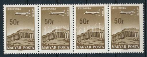 1966 Repülő (VII.) 50f négyescsík tükörfényes gumival (40.000)