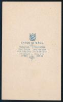 cca 1868 Kislány muffal, keményhátú fotó Carlo di Sago pozsonyi műterméből, 10,5×6,5 cm