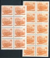 1963 Közlekedés (I.) 40f 8-as tömb B gumizással elfogazva + 40f 20-as tömb (hajtva) C gumizással