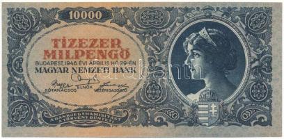 1946. 10.000MP címer látványosan eltolódott az alapnyomathoz képest, értékjelzés és keltezés között kis sortávolság T:XF Adamo P29/SP29h