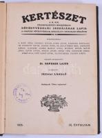 1935-1936 A Kertészet c. folyóirat IX. és X. évfolyamai egybekötve. Szerk.: Kerekes Lajos, Jécsai László. Gebhardt Tibor rajzaival. Bp., 1935-1936, Stephaneum-ny., IV+240 p.; IV+240 p. Félvászon-kötésben, intézményi bélyegzővel.