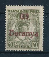 Baranya I. 1919 Zita 40f piros felülnyomással, Bodor vizsgálójellel (**12.000)
