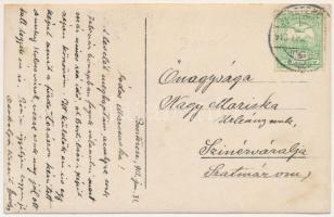 1913 Beszterce, Bistritz, Bistrita; Étterem kerthelyisége vendégekkel és pincérekkel. Dunky Fivérek ...