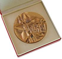 1919. "1919. Lengyel zászlóalj emlékére - WEGIERSKA REPUBLIKA RAD - PANMIECI BATALIONU POLSKIEGO" kétoldalas, bronz emlékérem, dísztokban (75mm) T:AU