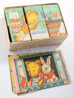 Retro állatos kirakójáték dobozában, 9x14 cm