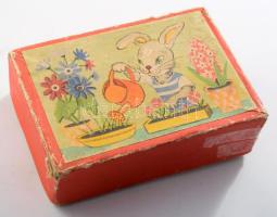 Retro állatos kirakójáték dobozában, 9x14 cm