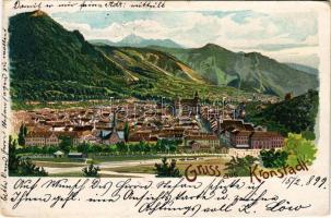 1899 Brassó, Kronstadt, Brasov; látkép / general view. litho (EM)