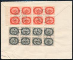 1946 (15. díjszabás) Svájcba küldött levél Milliós 1MP és 4MP nyolcastömbbel bérmentesítve Budapestről