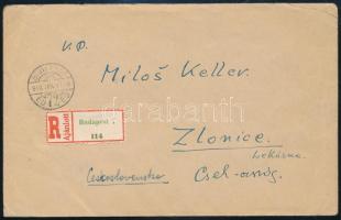 1946 (5. díjszabás) Ajánlott levél Csehszlovákiába Újjáépítés 300P fordított állású ötöstömbbel